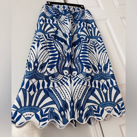 FARM Rio Lace Nature Euroflax™ Premium Linen Midi Skirt - Picture 9 of 15